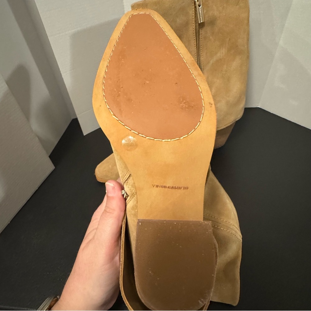 Vince Camuto Alouison Tan Suede Foldover Boots | Size 10M - Picture 8 of 11